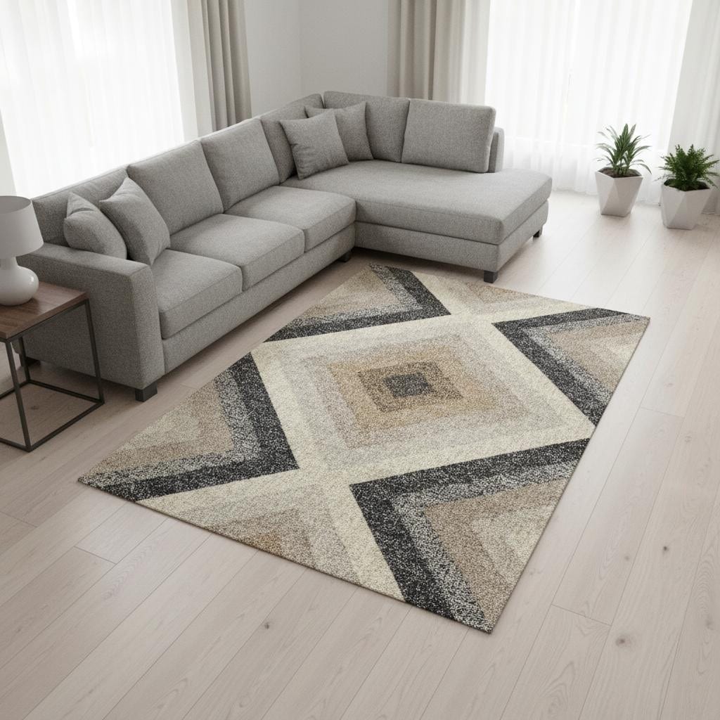 Homeroots Geometric Modern Rectangle Area Rug 8 X 11
