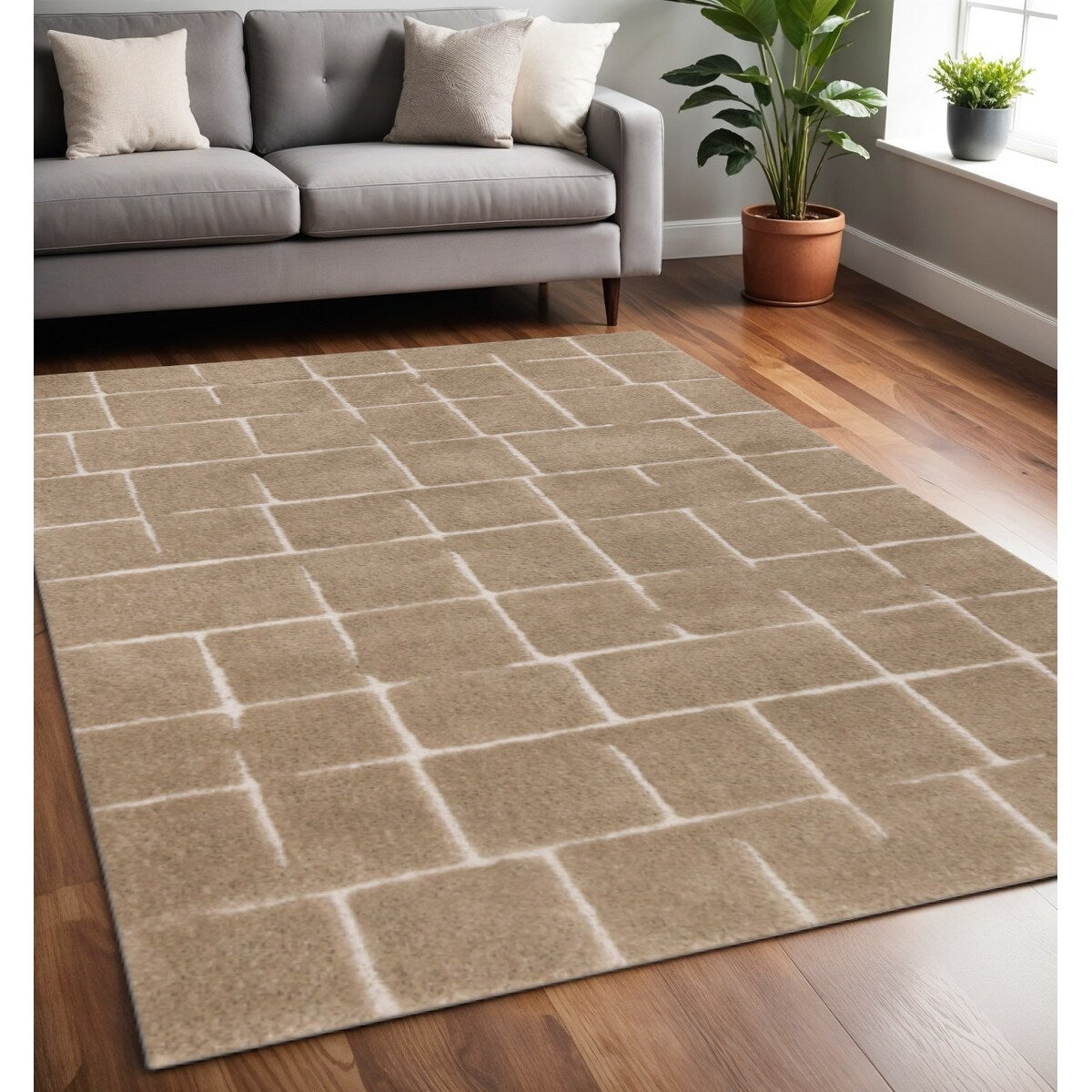 Homeroots Geometric Modern Rectangle Area Rug 5 X 8