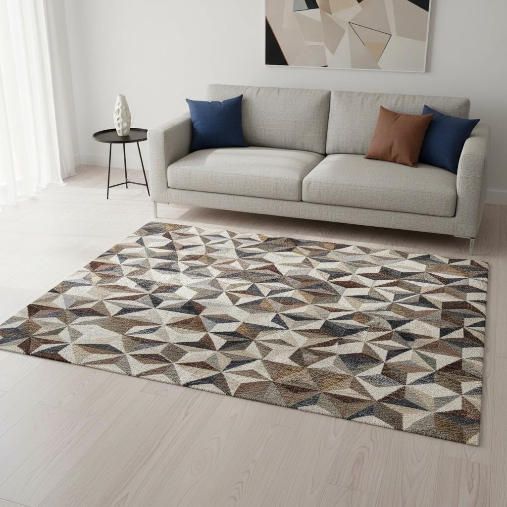 Homeroots Geometric Modern Rectangle Area Rug 5 X 8
