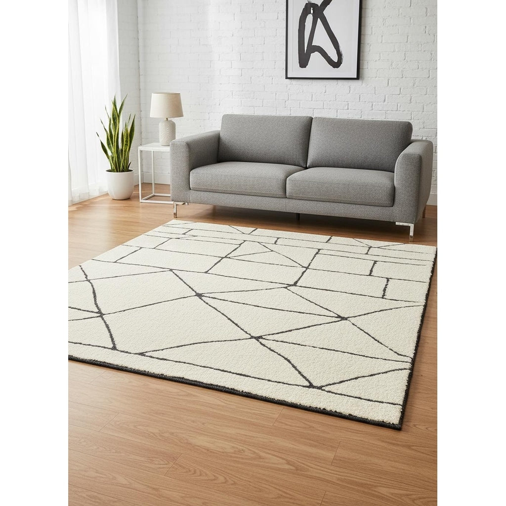 Homeroots Geometric Modern Rectangle Area Rug 5 X 8