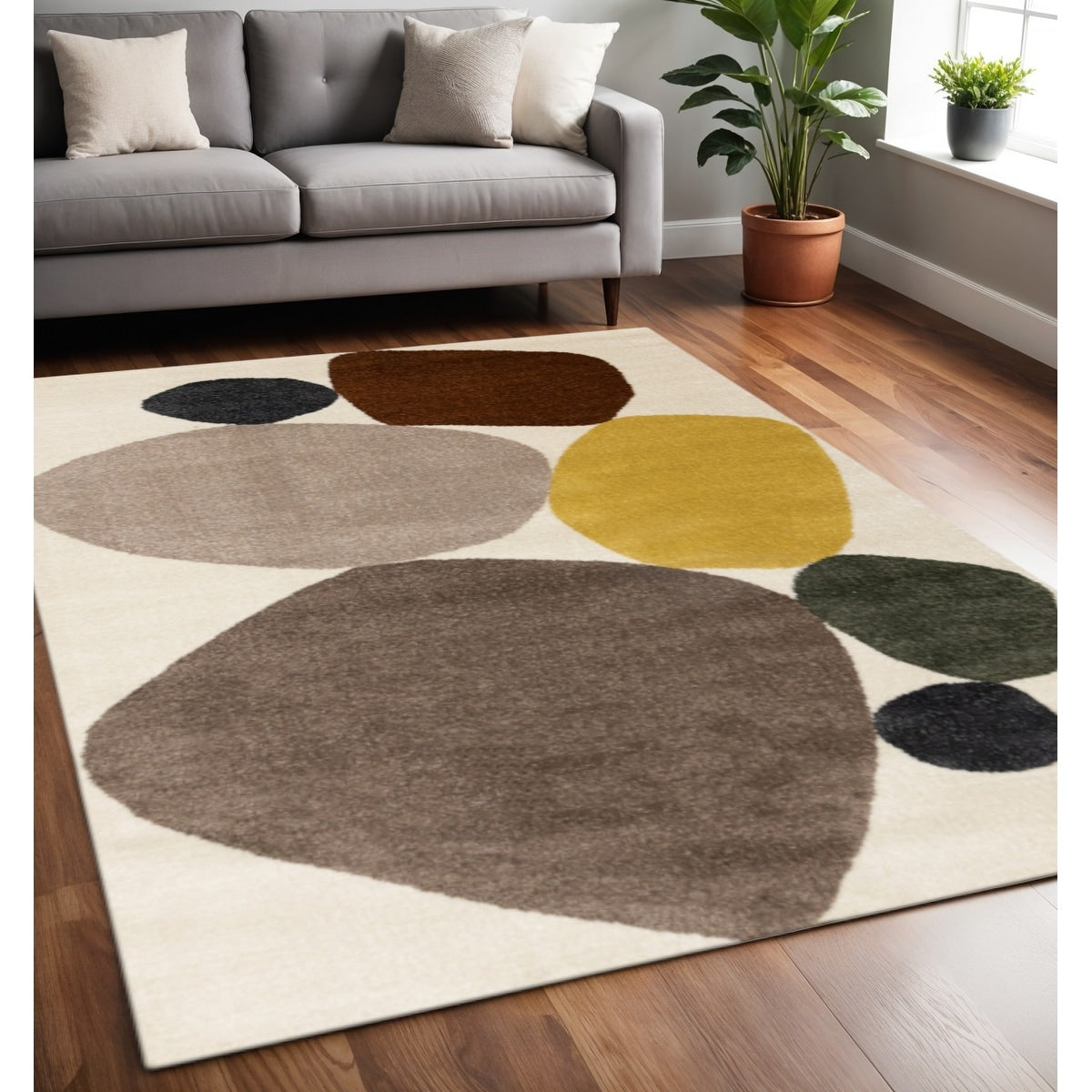 Homeroots Geometric Modern Rectangle Area Rug 5 X 8