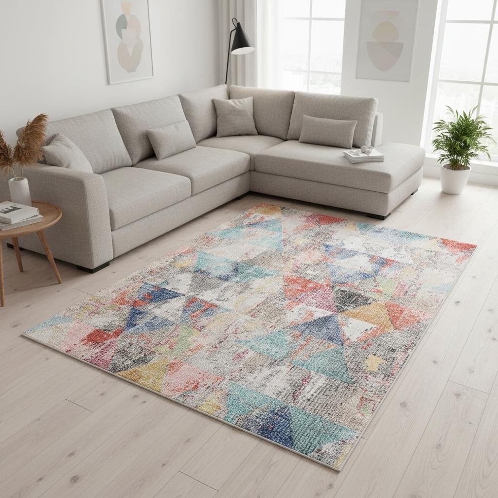 Homeroots Geometric Modern Rectangle Area Rug