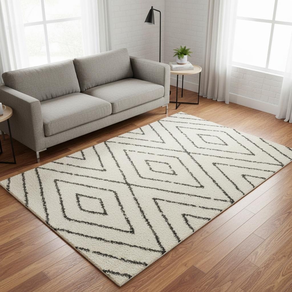 Homeroots Geometric Modern Rectangle Area Rug 5 X 8