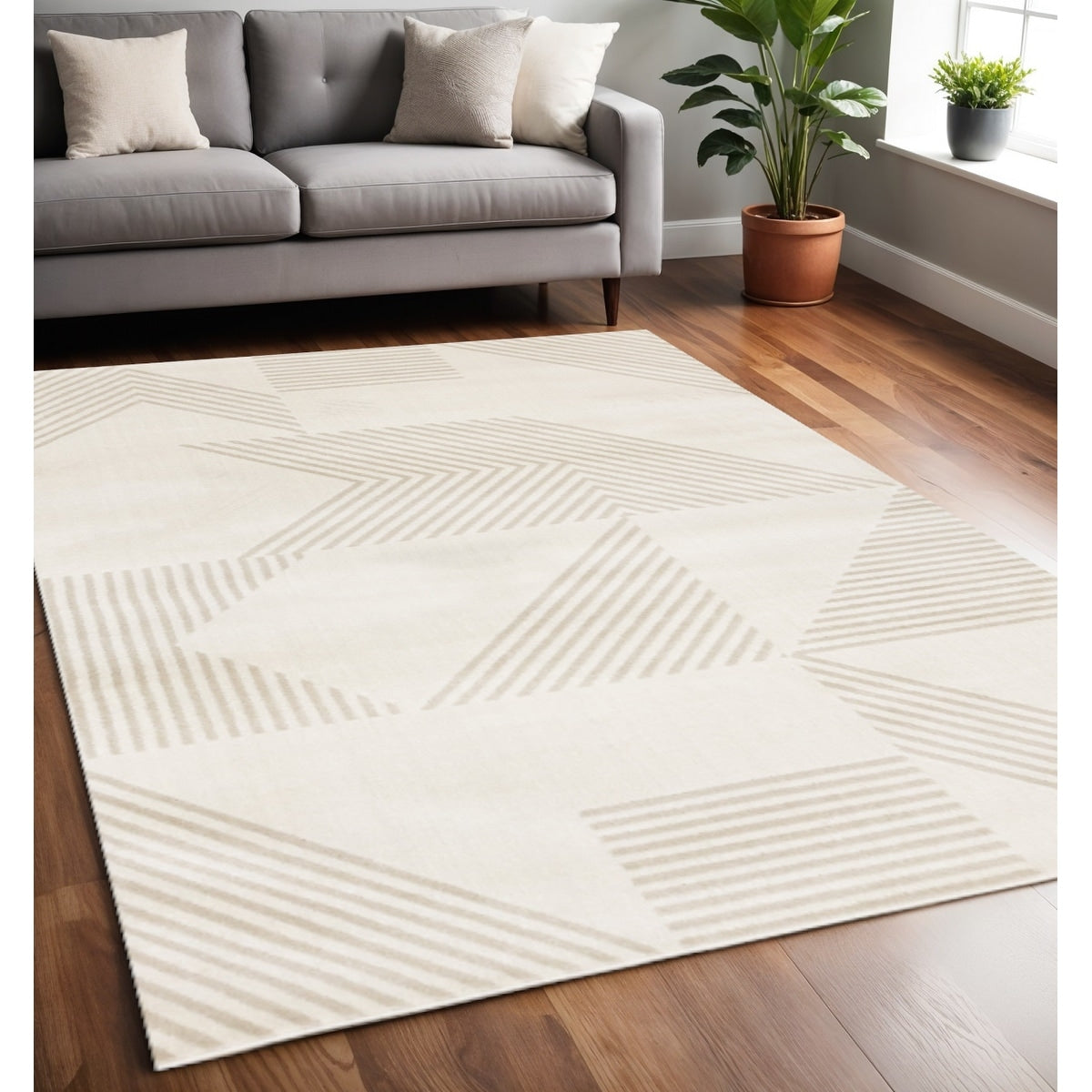 Homeroots Geometric Modern Rectangle Area Rug 5 X 8
