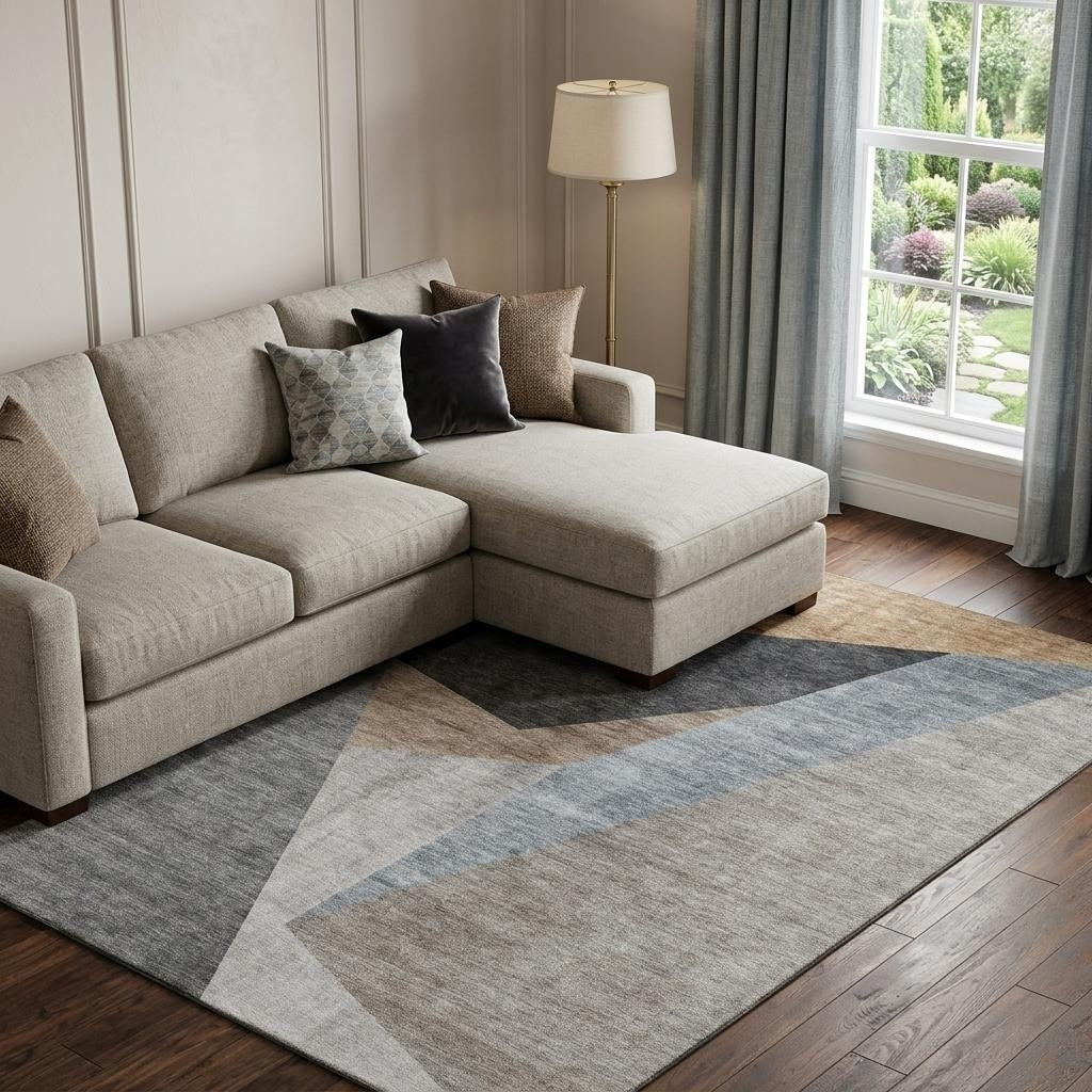 Homeroots Geometric Transitional Rectangle Area Rug