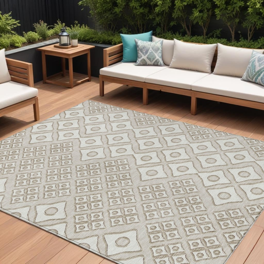 Homeroots Geometric Transitional Rectangle Outdoor Rug