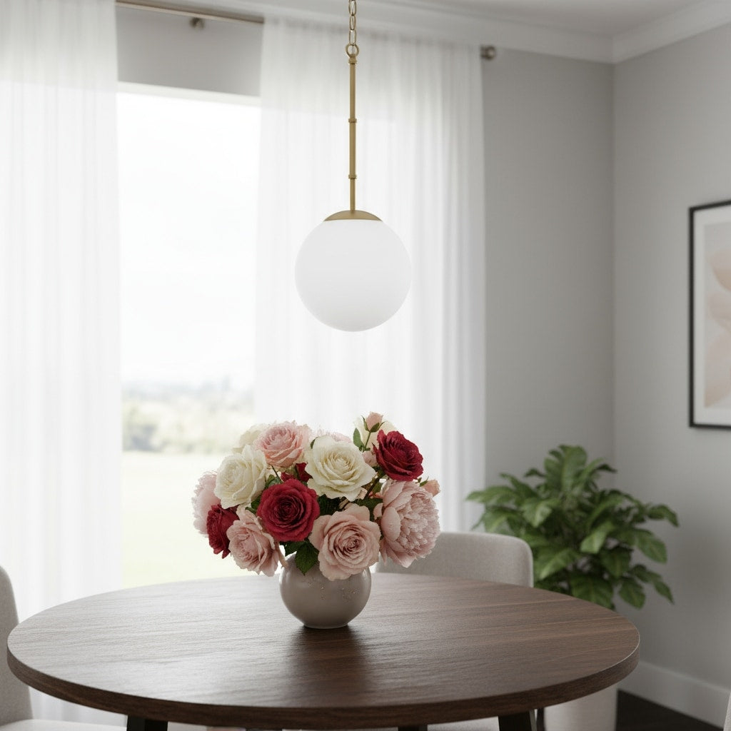 Homeroots Gold And White Single Metal Dimmable Ceiling Light With White Shades 12.00 X 54.00 X 12.00
