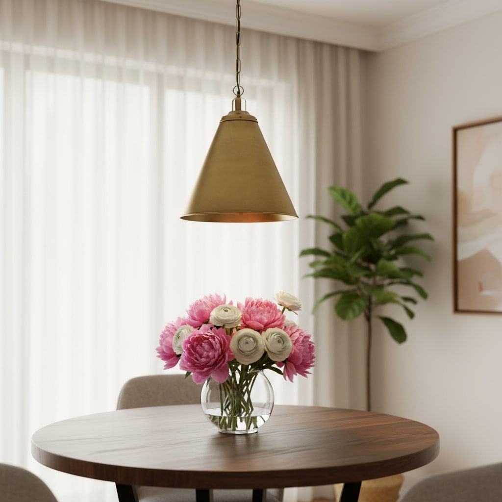 Homeroots Gold Single Metal Dimmable Ceiling Light With Gold Shades 18.00 X 23.00 X 18.00