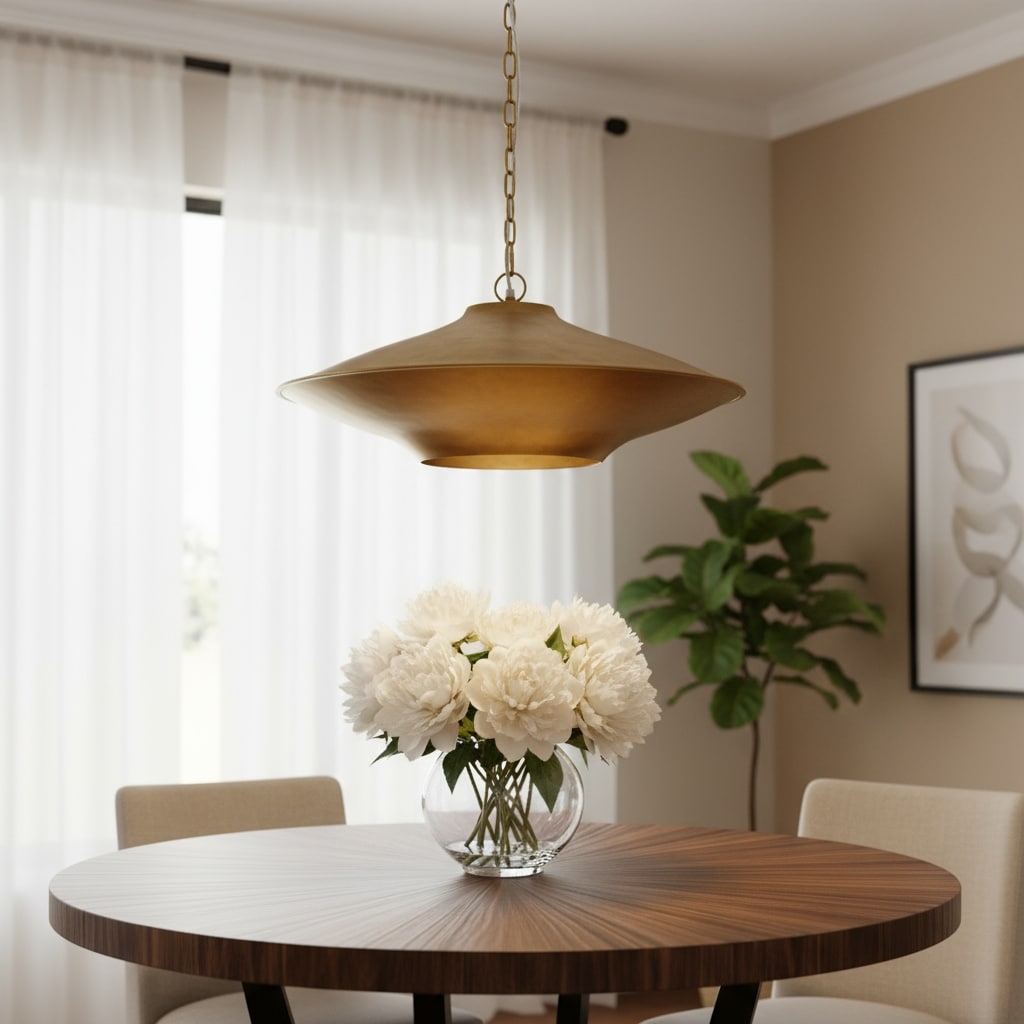 Homeroots Gold Single Metal Dimmable Ceiling Light With Gold Shades 24.00 X 8.00 X 24.00