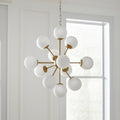 Homeroots Gold Sputnik Eleven Light Frosted Metal And Glass Dimmable Chandelier With White Shades