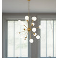 Homeroots Gold Sputnik Multi Light Frosted Metal And Glass Dimmable Chandelier With White Shades