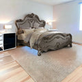 Homeroots Gray Carved Scrollwork Wood Queen Bed Frame