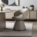 Homeroots Gray Faux Leather And Steel Open Back Swivel Dining Arm Chair 23.00 In. X 30.00 In. X 23.00 In.