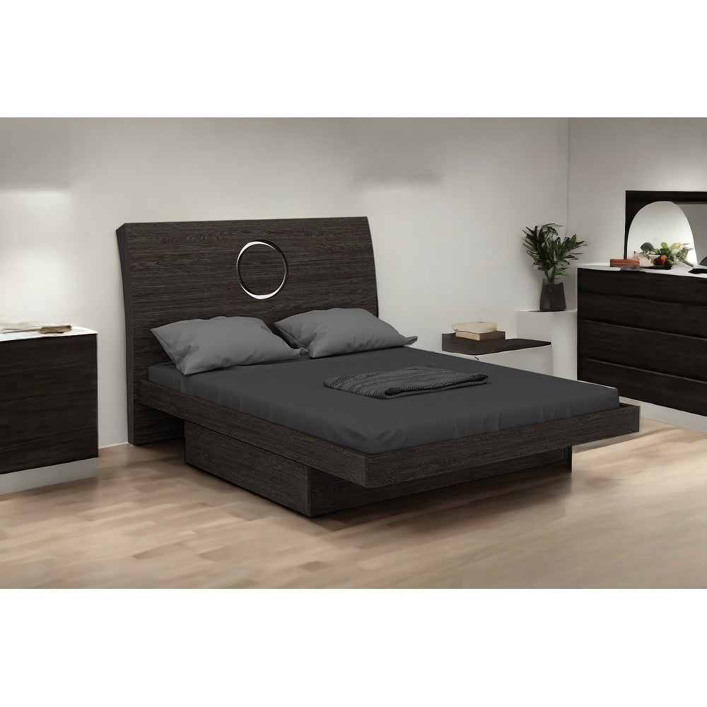 Homeroots Gray Wood Queen Bed Frame With Drawer With Drawer Storage