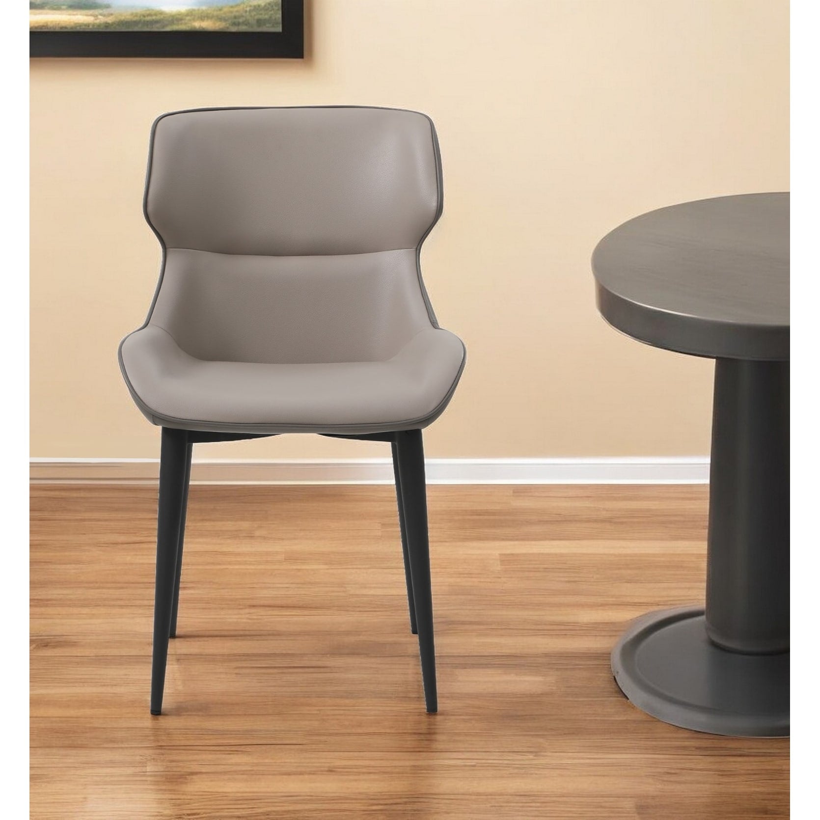 Homeroots Gray And Black Upholstered Faux Leather Dining Side Chair 20.00 In. X 33.00 In. X 24.00 In.