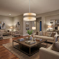 Homeroots Harmony 3 Light Metallic Silver Pendant With Crystal Studded Platinum Sheen Shade 19.00 X 9.00 X 19.00