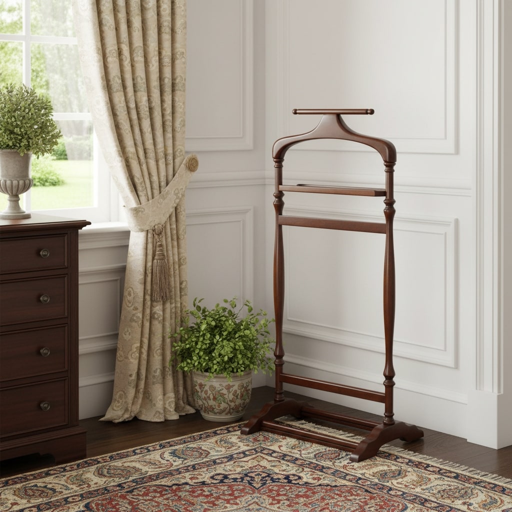Homeroots Judson Olive Ash Burl Valet Stand 18.75 In. X 42.75 In. X 14.00 In.