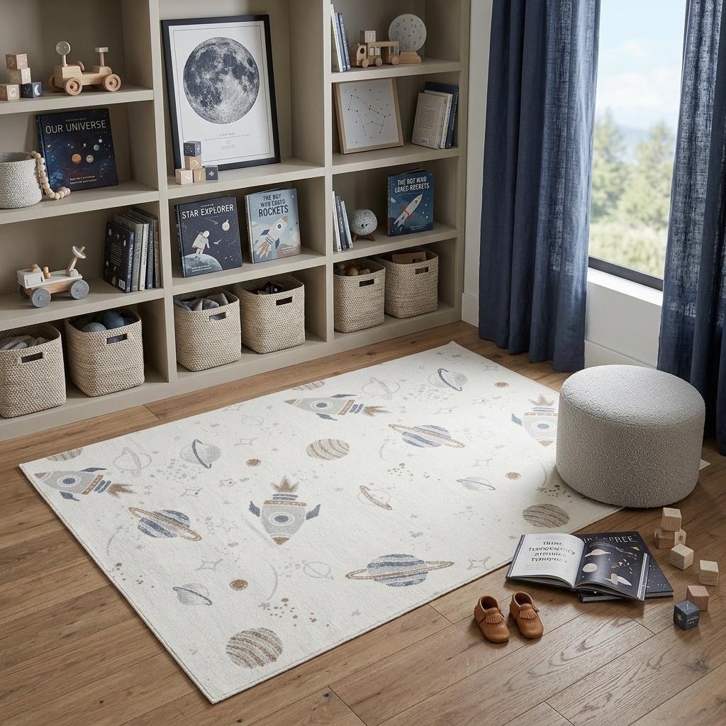 Homeroots Juvenile Youth Casual Rectangle Area Rug 5 X 7