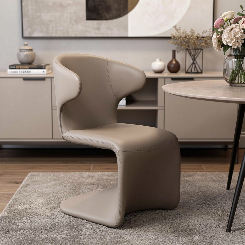 Homeroots Light Brown Faux Leather Wing Back Dining Side Chair 23.00 In. X 34.00 In. X 24.00 In.