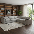 Homeroots Light Gray Linen Blend Modular L Shaped Five Piece Corner Sectional