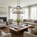 Homeroots Luca 14 Light Matte Black Island Pendant 12.50 X 19.75 X 40.00
