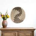 Homeroots Luna 12 X 12 Black Light Brown And White Abstract Geometric Seagrass Circle Hanging Dimensional Sculpture