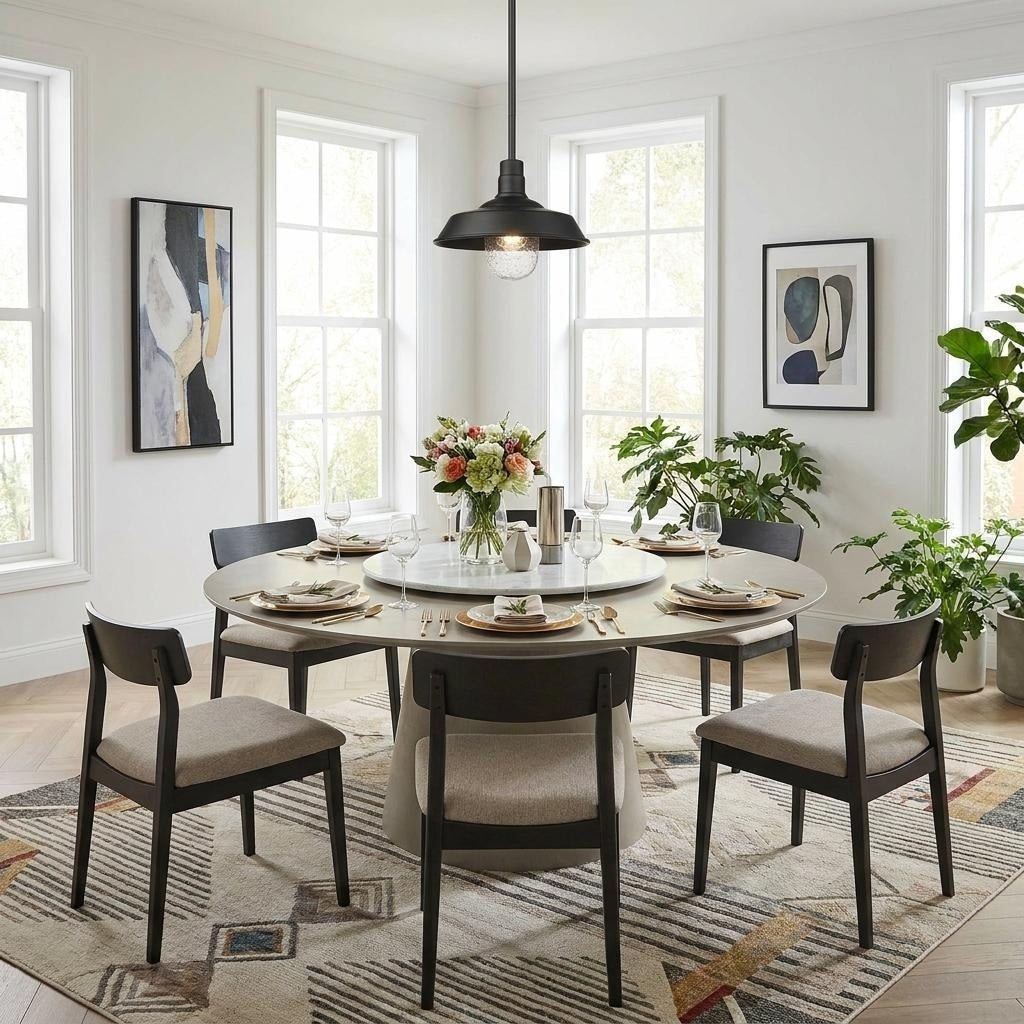 Homeroots Matte Black Shallow Plate Adjustable Pendant Light 10.25 X 8.00 X 10.25