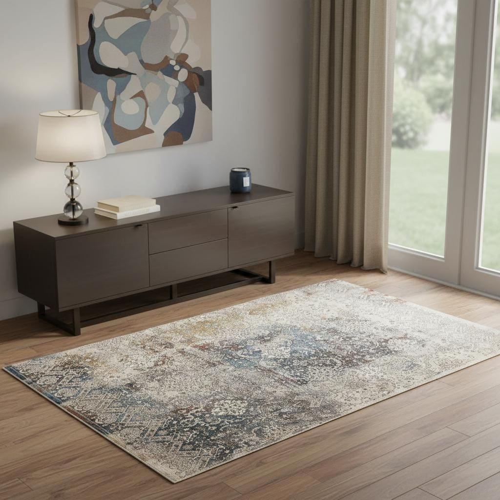 Homeroots Medallion Contemporary Rectangle Area Rug 4 X 6