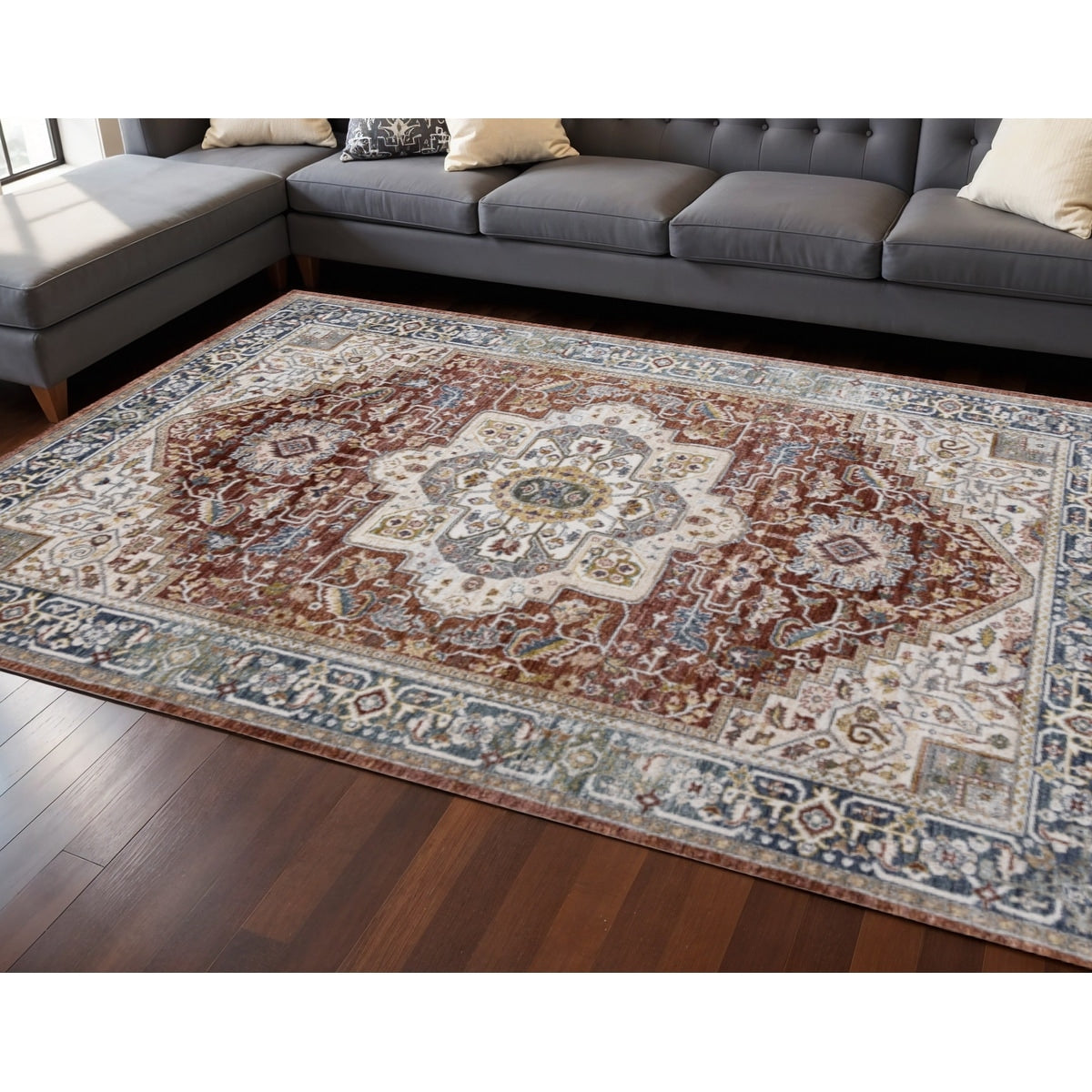 Homeroots Medallion Modern Rectangle Area Rug 8 X 10
