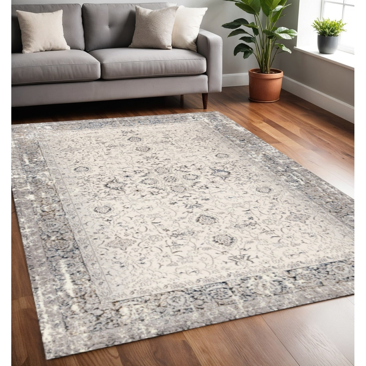 Homeroots Medallion Modern Rectangle Area Rug 5 X 8