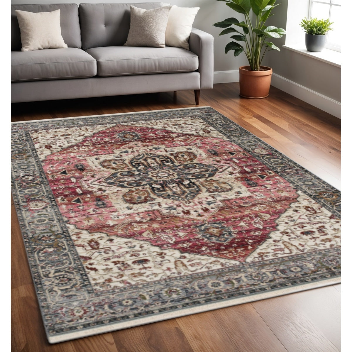Homeroots Medallion Modern Rectangle Area Rug 5 X 8