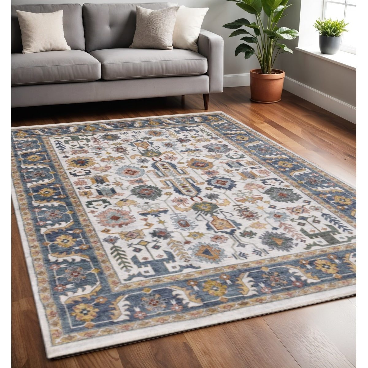 Homeroots Medallion Modern Rectangle Area Rug 5 X 8