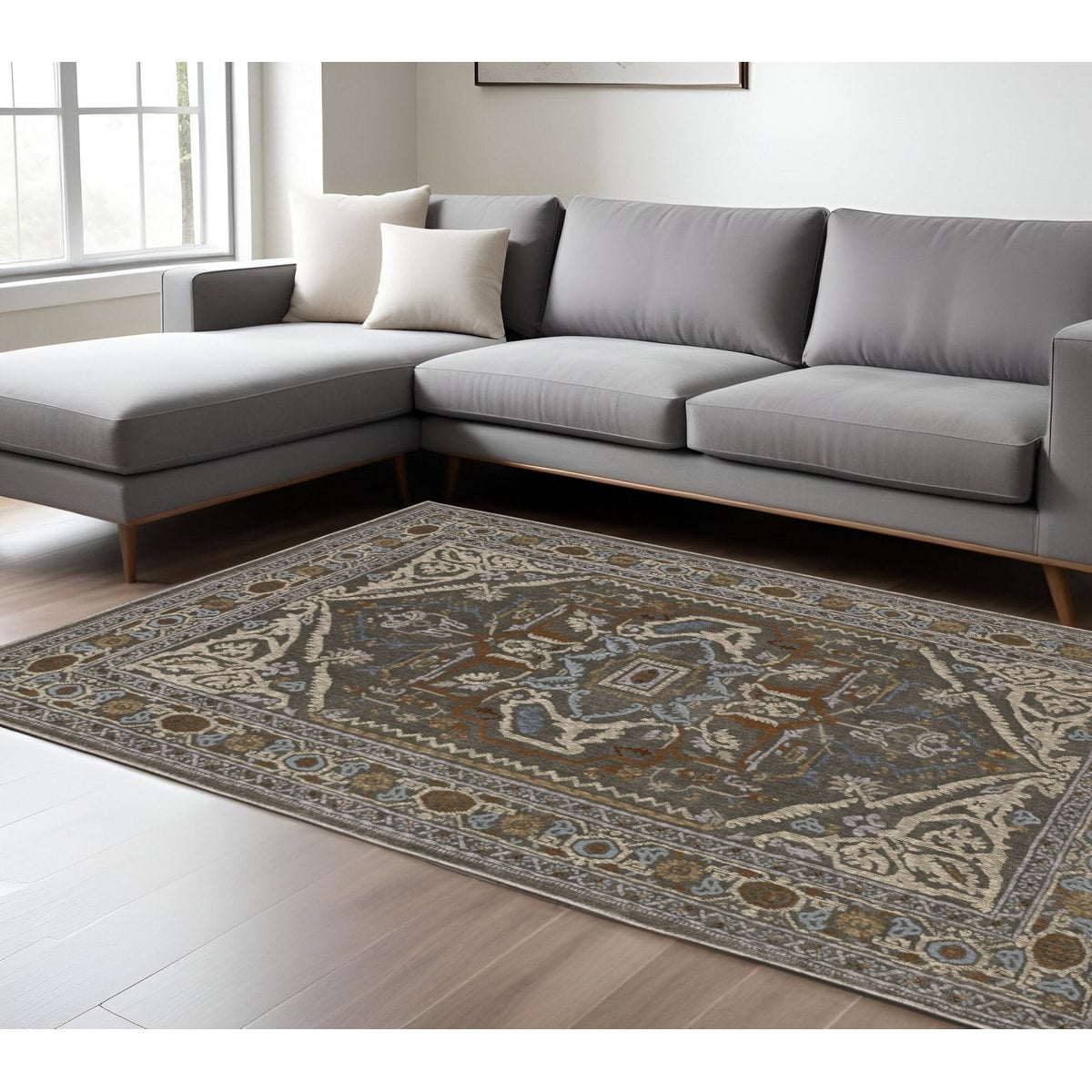 Homeroots Medallion Traditional Rectangle Area Rug 7 X 10