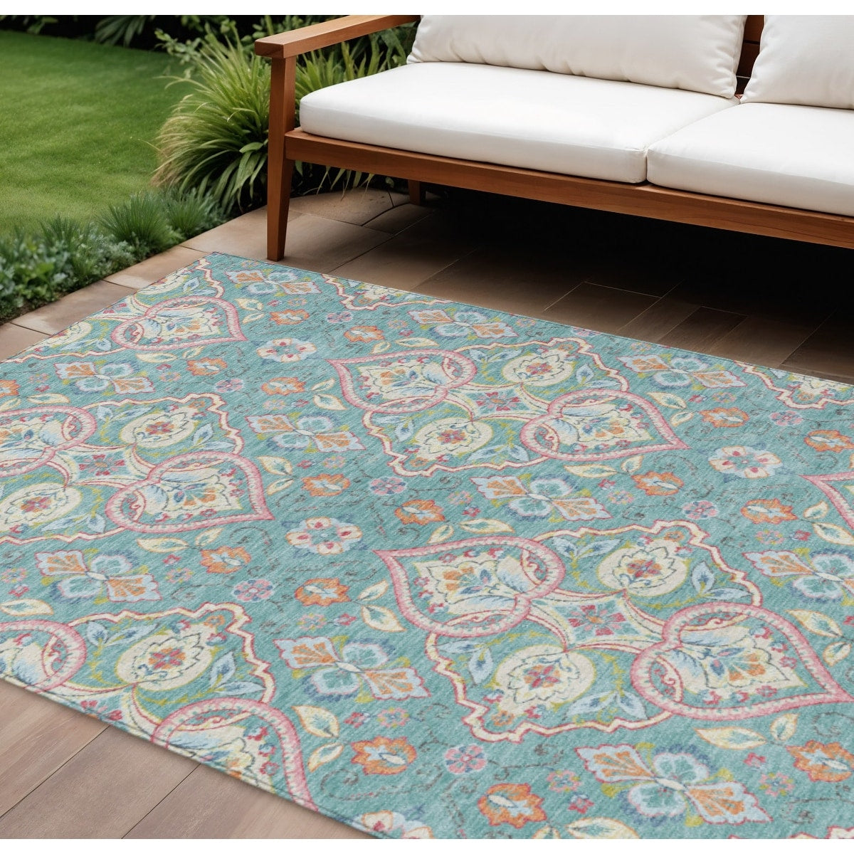 Homeroots Ogee Transitional Rectangle Outdoor Rug