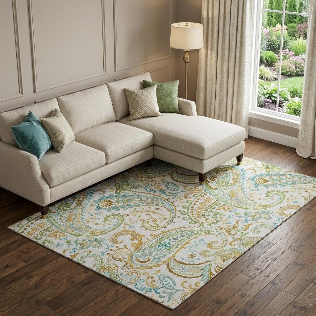 Homeroots Paisley Transitional Rectangle Area Rug