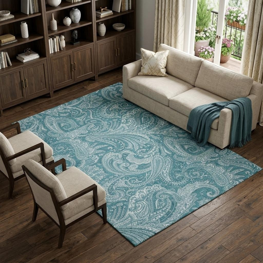 Homeroots Paisley Transitional Rectangle Area Rug
