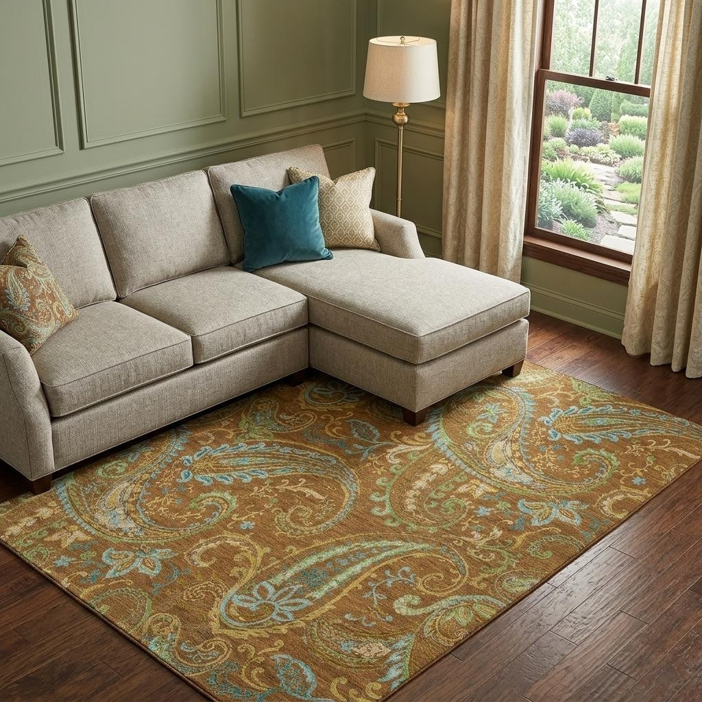 Homeroots Paisley Transitional Rectangle Area Rug