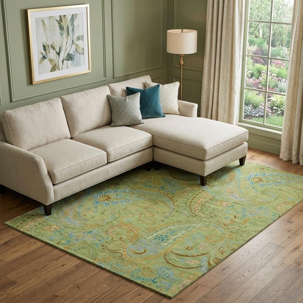 Homeroots Paisley Transitional Rectangle Area Rug