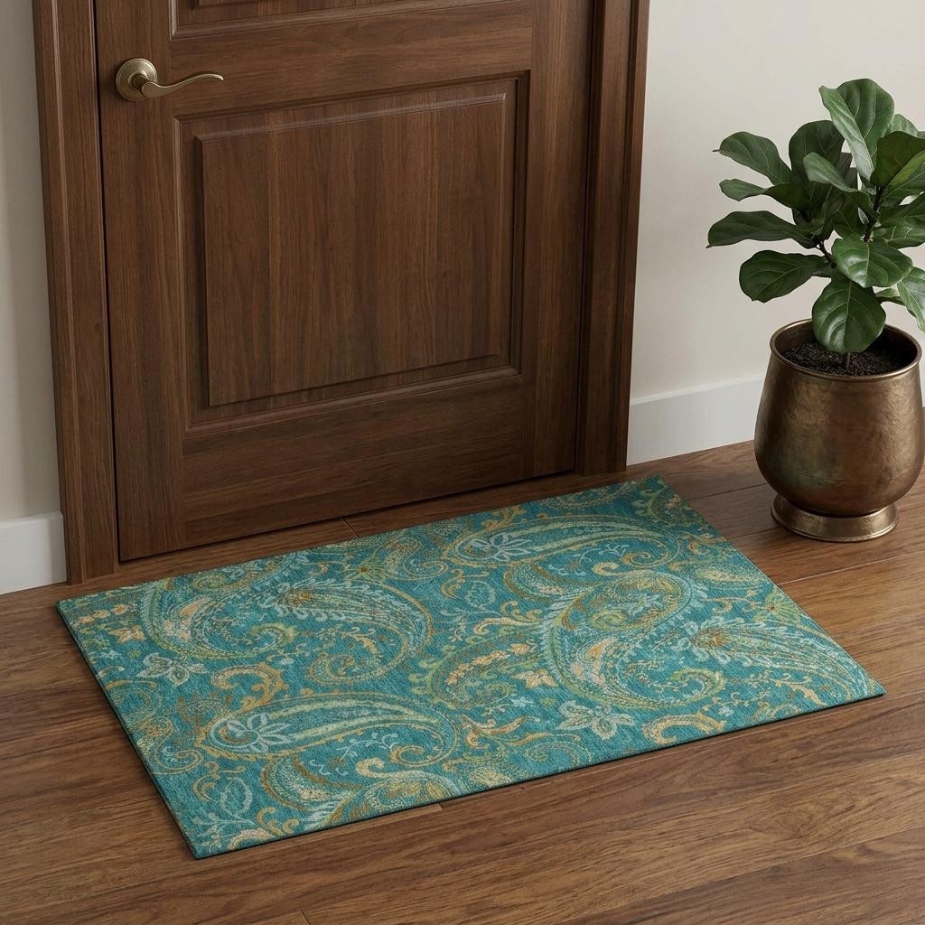 Homeroots Paisley Transitional Rectangle Area Rug