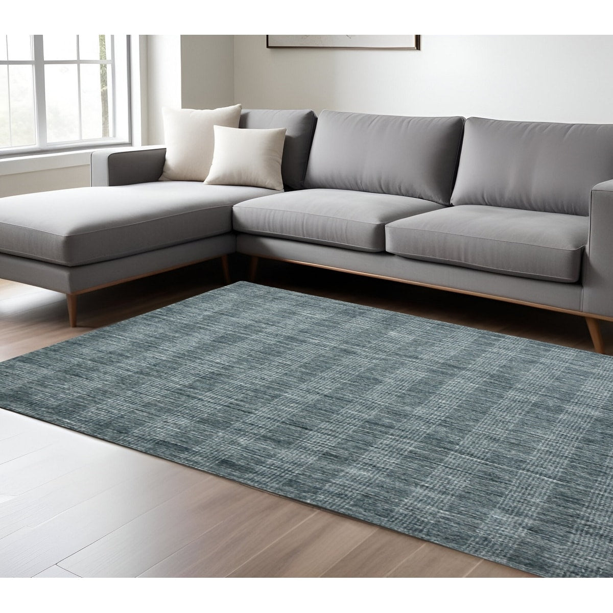 Homeroots Plaid Transitional Rectangle Area Rug 8 X 10