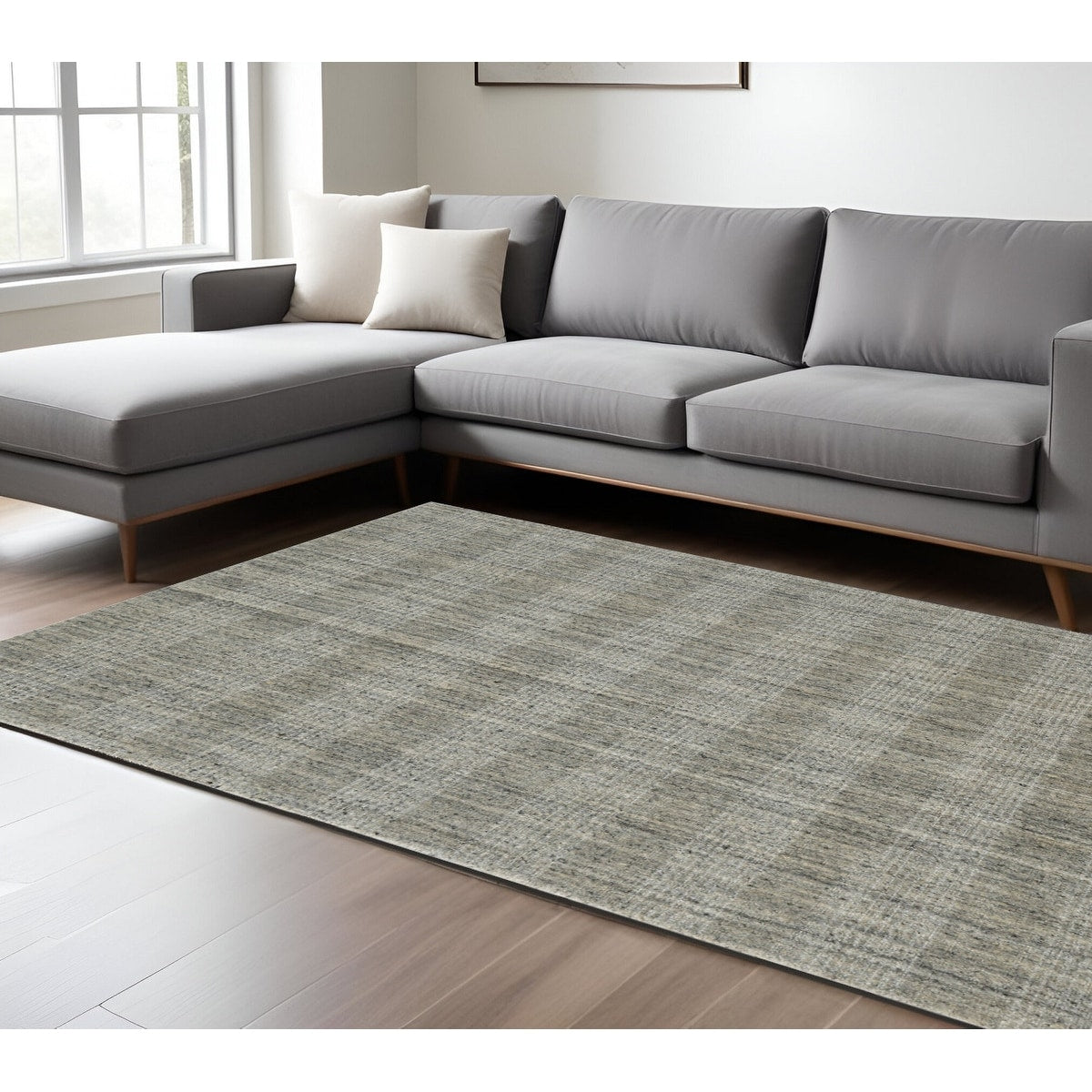 Homeroots Plaid Transitional Rectangle Area Rug