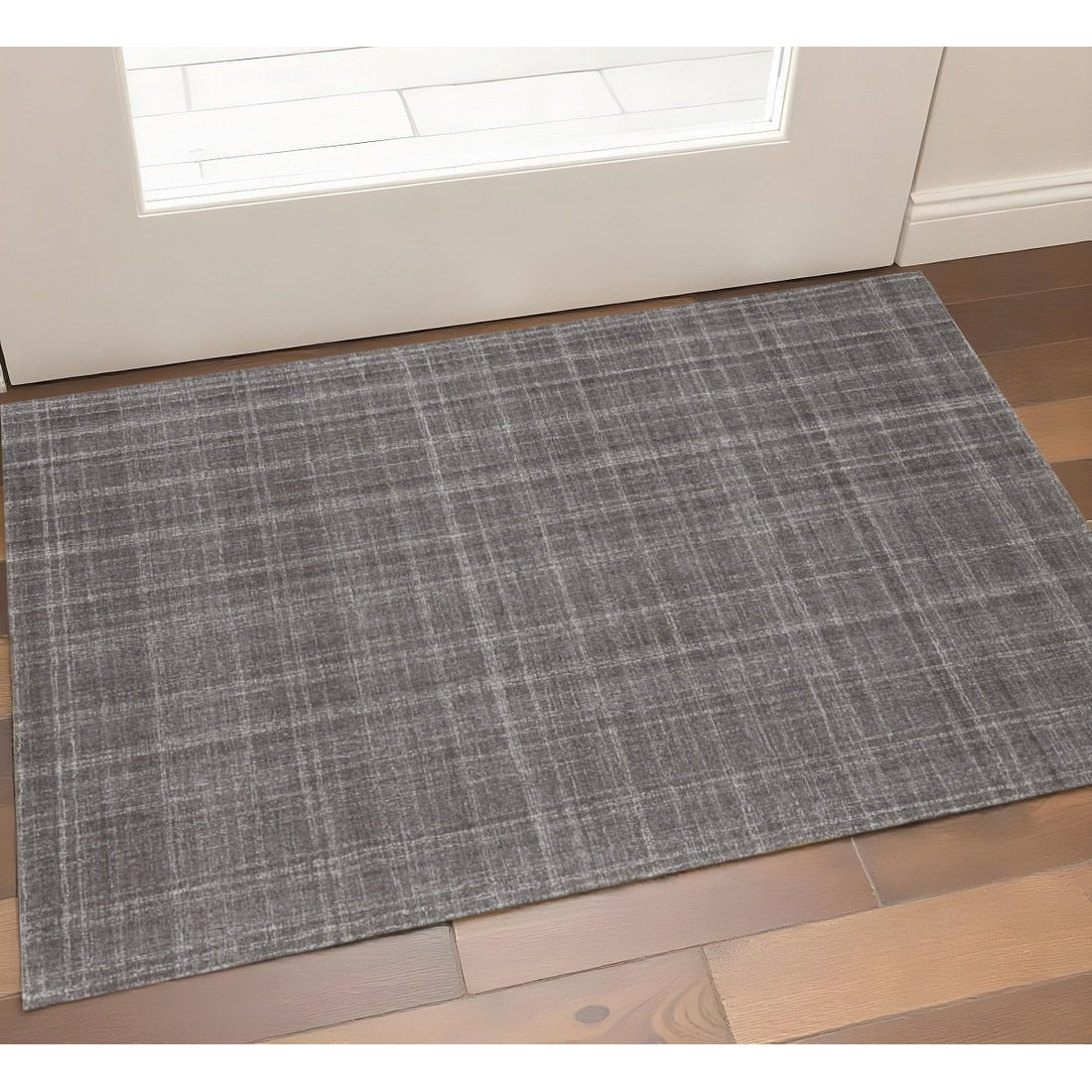 Homeroots Plaid Transitional Rectangle Area Rug 2 X 3