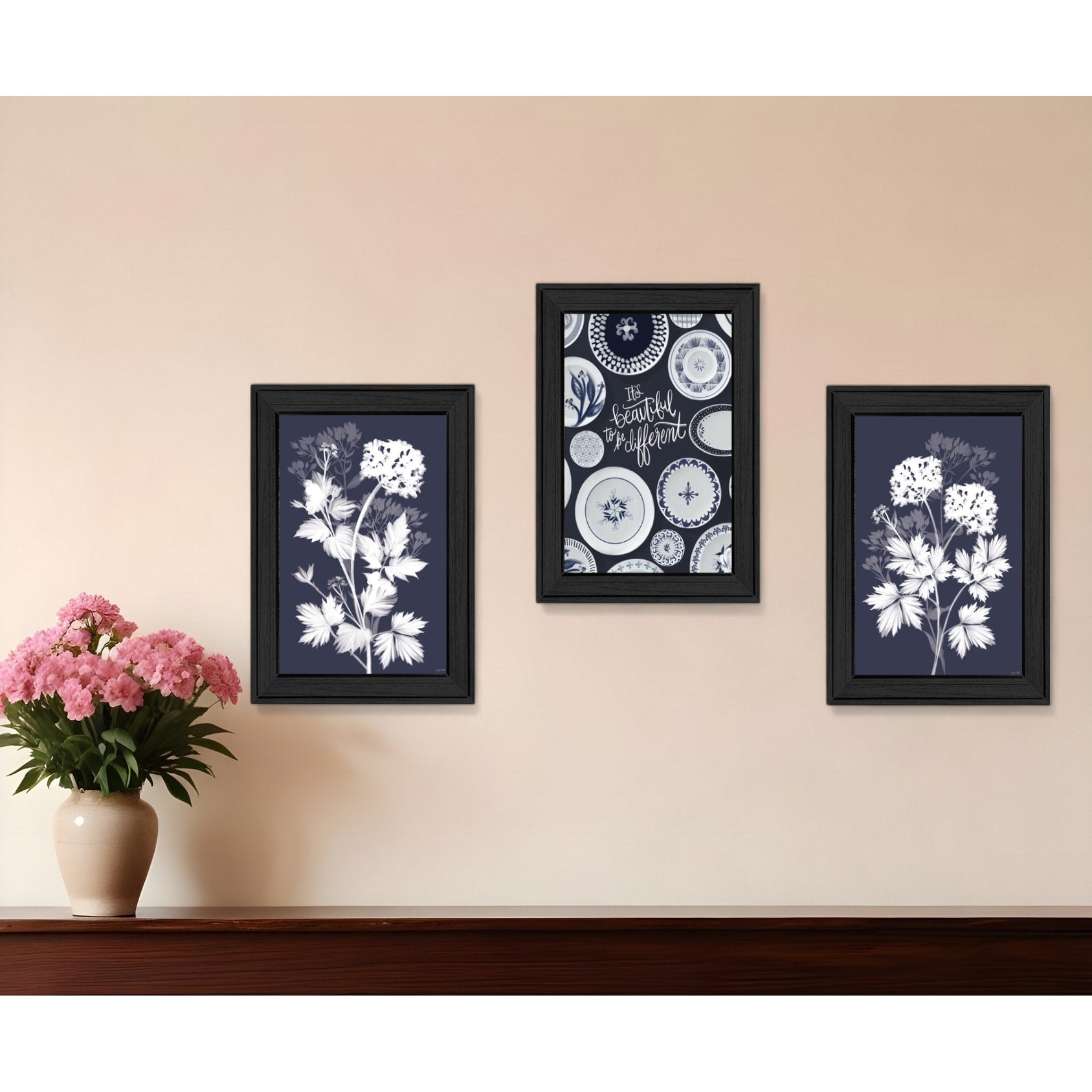 Homeroots Set Of Three Its Beautiful To Be Different Black Framed Print Wall Art