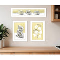 Homeroots Set Of Three Tea Cups And Yellow Flowers White Framed Print Kitchen Wall Art