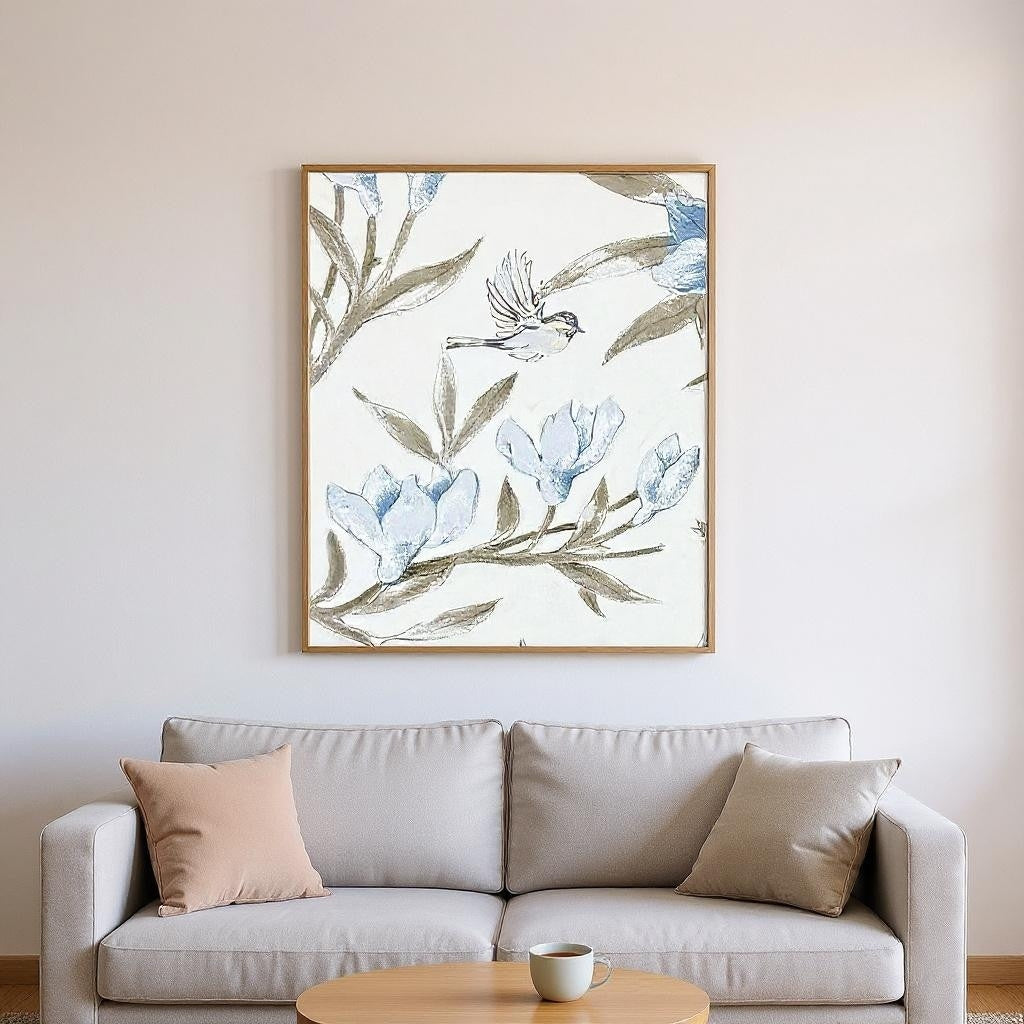Homeroots Set Of Two Blue Flower Beauty Brown Framed Wall Art