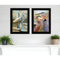 Homeroots Set Of Two Blue Heron Duet Black Framed Print Wall Art