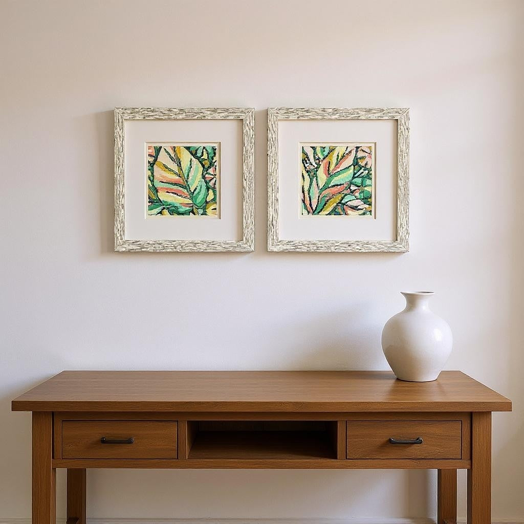 Homeroots Set Of Two Candy Tropicals Ii Distressed White Framed Wall Art