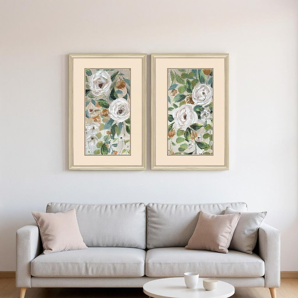 Homeroots Set Of Two Cascading Beauties Gold Framed Wall Art