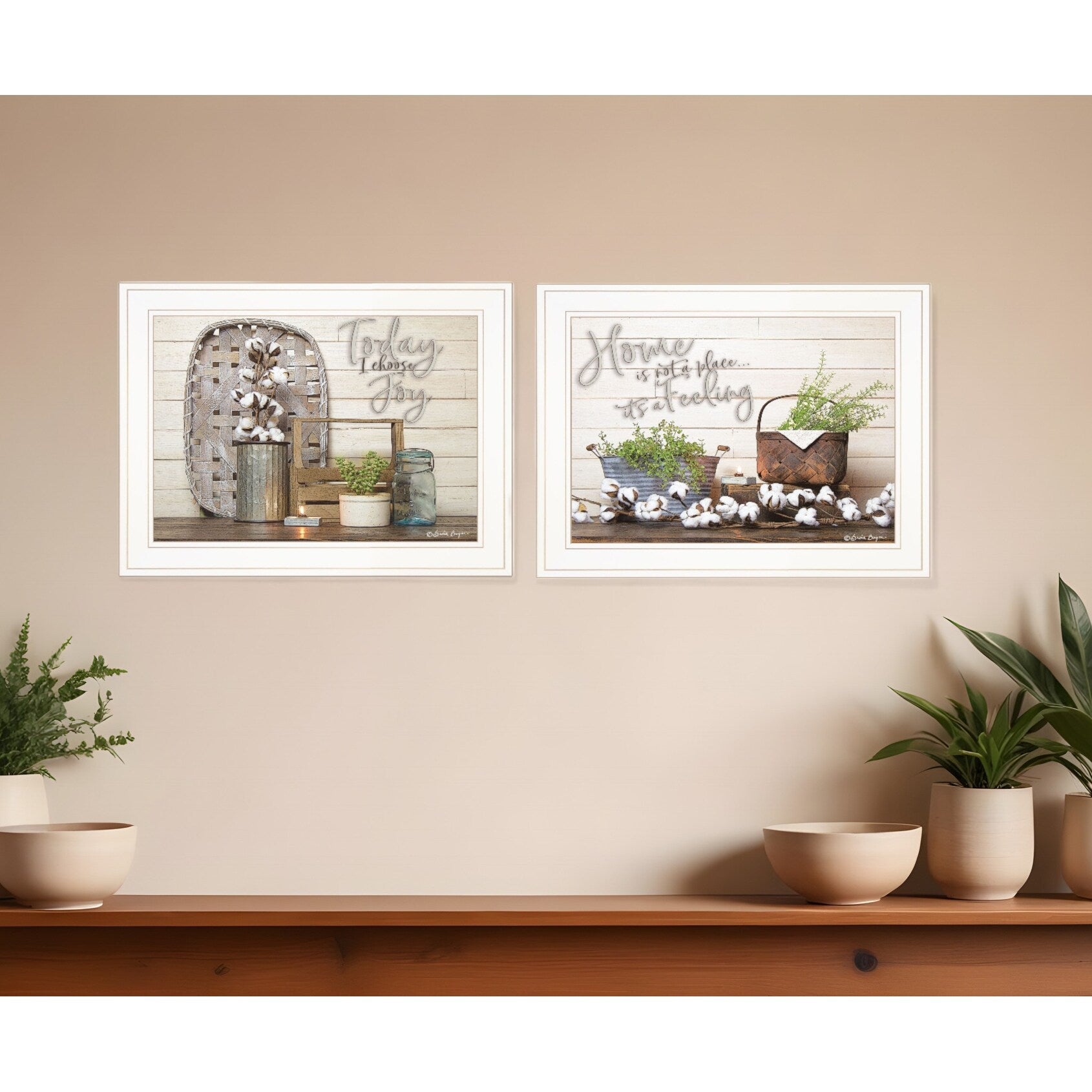 Homeroots Set Of Two Choose Joy White Framed Print Wall Art