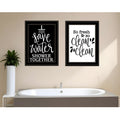 Homeroots Set Of Two Clean Or Shower Together Black Framed Print Bathroom Wall Art